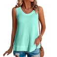 thumbnail image 2 of Turilly Women's Summer Casual Solid Color Round Neck Sleeveness Tops Loose Blouses Green XXL, 2 of 6