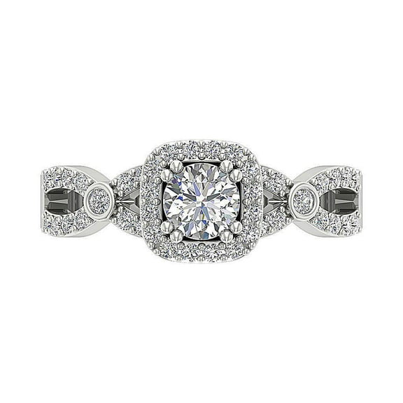 Twisted Shank Square Halo Diamond Engagement Ring 14K White Gold Over 2.2 Ct Diamond