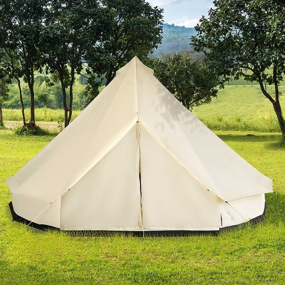 16.5' Large 10-Person Waterproof Bell Tent Mongolian Yurt Style Teepee Four Season Hunting Camping Tent Beige
