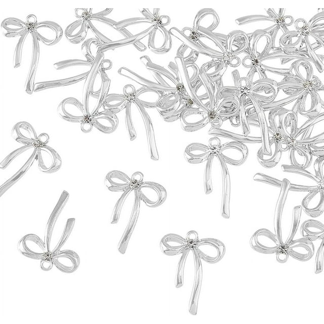 Dijes de lazo de aleación con diamantes de imitación, colgantes de lazo plateados y dorados, colgantes de circonita cúbica transparente para aretes, pulseras y collares.