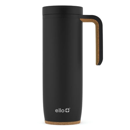 Ello Magnet 18oz Vacuum Insulated Stainless Steel Travel Mug with Side Handle and Leak-Proof Slider Lid and Built-in Coaster, Keeps Hot for 5 Hours
