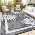 thumbnail image 5 of Modern Outdoor Rug, Waterproof Outdoor Area Rugs, Reversible Plastic Straw Carpet for Deck, Porch Picnic, Balcony, Beach, Gray, 8*10 ft, 5 of 8