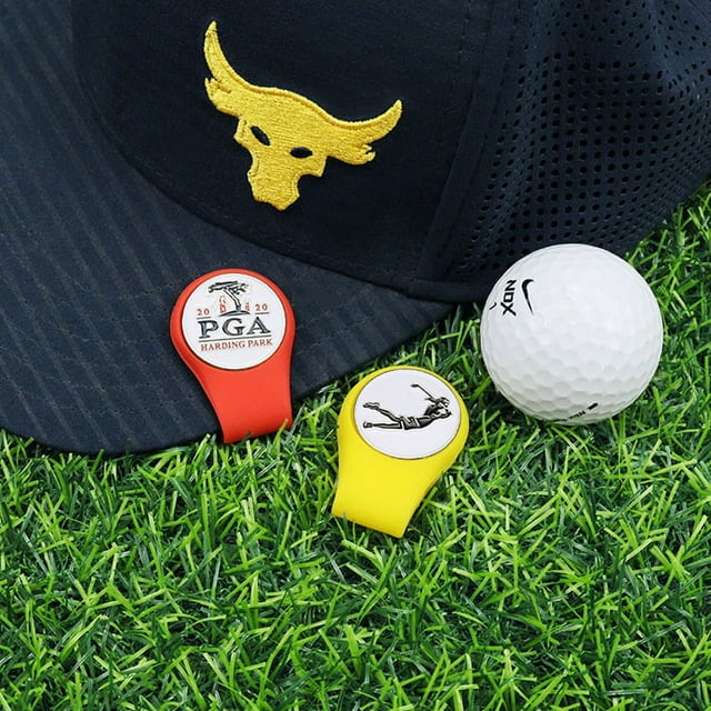 Marcador de pelota de golf con clip para gorra, paquete de 2 unidades, magnético, duradero, con accesorios extraíbles