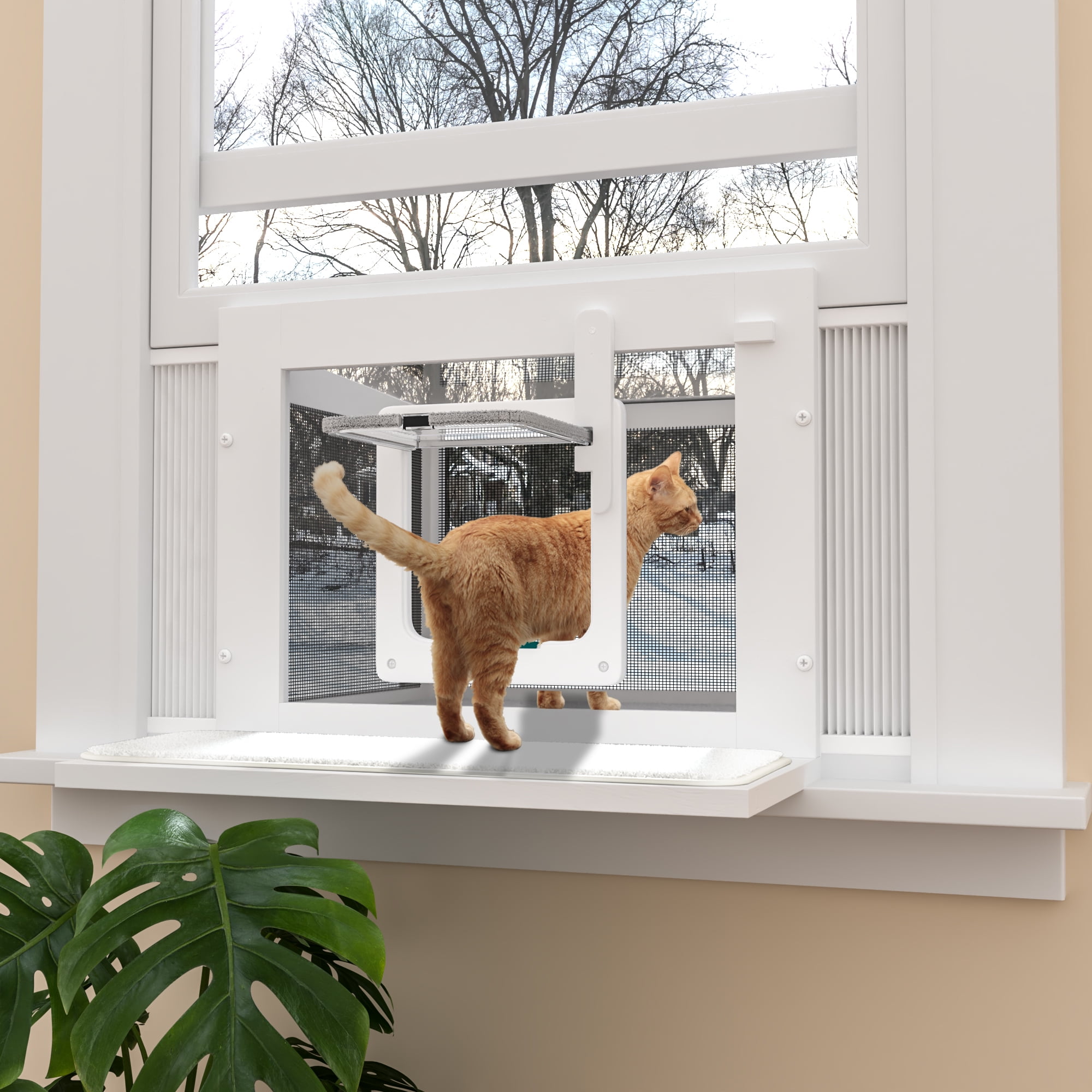 Winter Cat Window Box – Cat Window Perch Catio with Windproof Cover & Cat Door