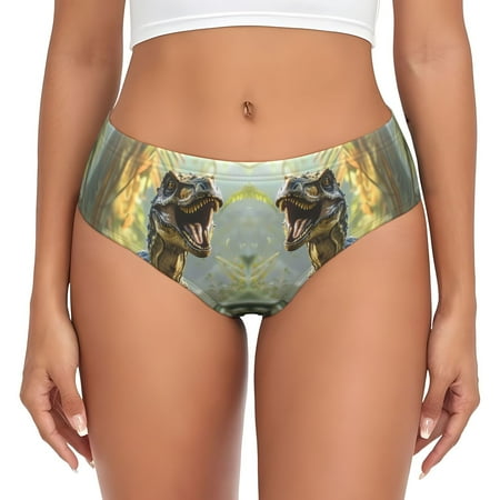 Womens Underwear - Ferocious Dinosaur No Show Seamless Underwear for Women  Soft Stretch Sexy Women s Panties  Cute Hipster Ladies Panties Bikini Underwear Briefs