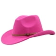 thumbnail image 3 of Wdgfv Kids Cowboy Hat for Girls Boys Western Cowgirl Hat with Buckle Belt Unisex Wide Brim Fedora Hat Dress Up Costume 6-12 Years, 3 of 4