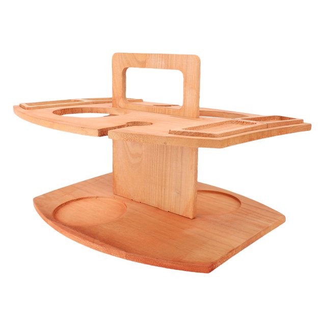 Wine Picnic Table, Wooden Picnic Table with Glass Holder Easy To Disassemble Multipurpose Lightweight Carry Handle for Outdoor