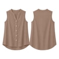thumbnail image 5 of Xijirk Women's Sleeveless Notch Neck Blouse Button Front Curved Casual Summer Layering Top,XL, 5 of 5