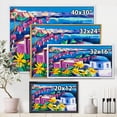 thumbnail image 4 of Designart 'Colorful Traditional Santorini Churches Among Flowers' Nautical & Coastal Framed Canvas Wall Art Print, 4 of 5