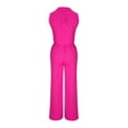 thumbnail image 5 of Zpanxa Two Piece Sets for Women Summer Outfits, Solid Color Sleeveless Turndown Collar Button Pocket Crop Tops Solid Color Elastic Waist Wide Leg Pants Sets, Lounge Sets for Women Hot Pink M, 5 of 7