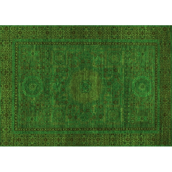 Ahgly Company Indoor Rectangle Abstract Green Modern Area Rugs, 2' x 4'