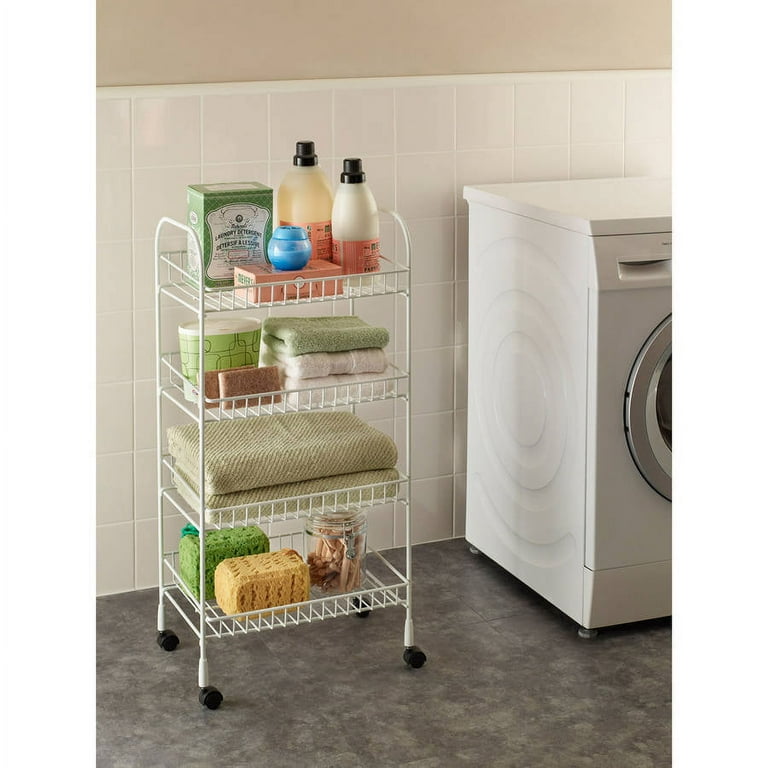 ClosetMaid 4-Tier Metal Rolling Utility Cart, White ClosetMaid 4-Tier Metal Rolling Utility Cart, White