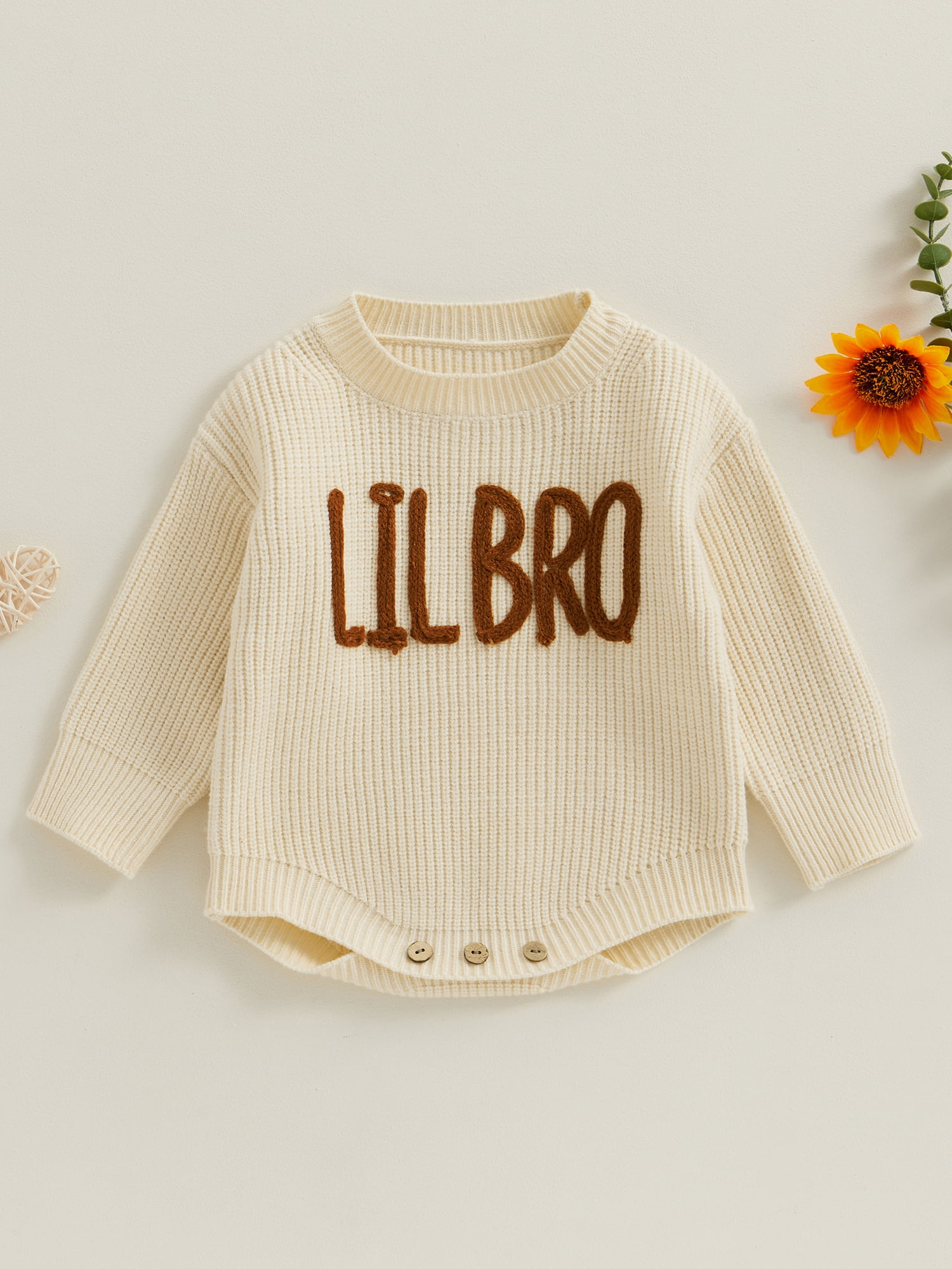 Qtinghua Little Big Brother Toddler Baby Boy Letter Embroidery Sweater