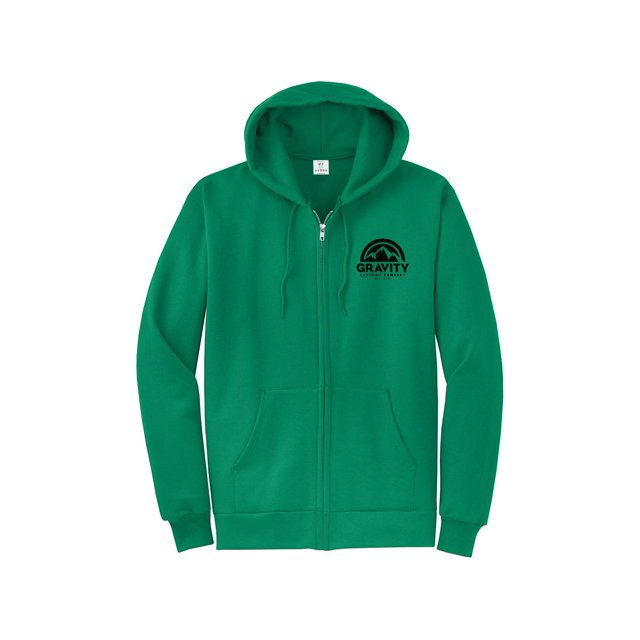 Gravity Outdoor Co. Zip-Up Hoodie - Kelly - Black Logo - 2X-Large
