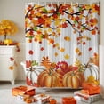 thumbnail image 3 of Orange Pumpkins Fall Shower Curtains for Bathroom, Maple Leaf Thanksgiving Botanical Vintage Waterproof Fabric Shower Curtain for Bathroom Bathtub Decoration, Machine Washable, 54x"78", 3 of 9