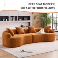thumbnail image 5 of Compression Sponge Sofa Orange Curved Modular Sectional 30D High-Density Chenille Sleeper Couch for Apartment Living Room,110"L, 5 of 25
