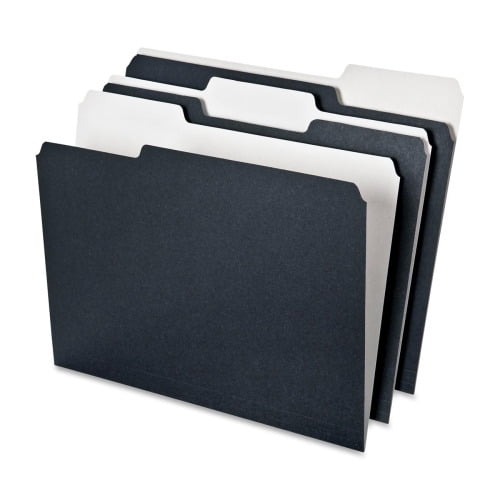 Pendaflex Earthwise 2-tone 1/3 Cut File Folders 1/3 Tab Cut - Top Tab Location - Assorted Position Tab Position - 11 pt. Folder Thickness - Black, White - Recycled - 50 / Pack