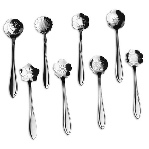 HINTRMENT Stainless Steel Spoons 1Pack Flower Design For Coffee And Tea Elegant Gloss Decorative Use
