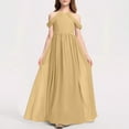 thumbnail image 3 of OGLCCG Girl's Chiffon Junior Bridesmaid Dresses Off Shoulder Floor Length Pageant Formal Dress for Teen Girls Halter Sleeveless Ball Gowns 3-14 Years, 3 of 4