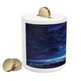 thumbnail image 2 of Space Piggy Bank, Earth at Night from Deep Atmosphere Vibrant Milky Way Starfield Ecliptic Scene Print, Ceramic Coin Bank Money Box for Cash Saving, 3.6" X 3.2", Dark Blue, by Ambesonne, 2 of 4