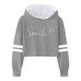 thumbnail image 4 of Girls Sweatshirt Top Print Cropped Hoodie Short Boxy Fit Pullover Teen Solid Color Letter Graphic Top For 3-14 Years(Grey,6-7Years), 4 of 4