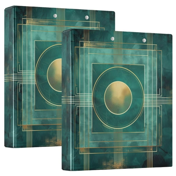 Abstract Teal Geometric Hardcover 3 Ring Binder 1.5” Round Rings Letter Size Paper Pockets for School Office Supplies