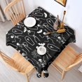 thumbnail image 2 of Halloween Skeleton Coffin Pattern Square Tablecloth,Waterproof Square Table Cover,Wipeable Spillproof Washable Table Cover for Home Kitchen Party Decor 52"x52"(132x132cm), 2 of 6