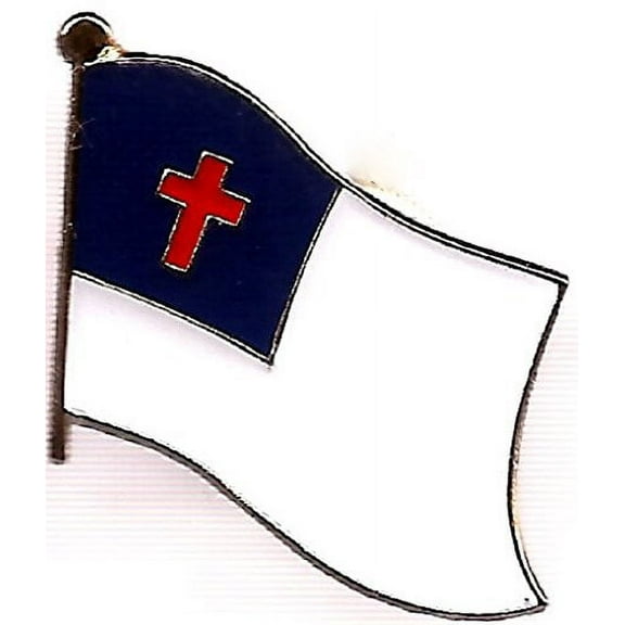 Box of 12 Christian Single Flag Lapel Pins, Christian Single Flag Pin Badges