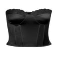 thumbnail image 4 of Women Strapless Off-Shoulder Lace Trim V-Neck Wild Tube Tops, 4 of 6