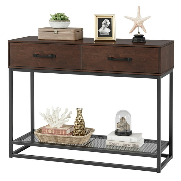 Homfa Console Table with Drawers, Narrow Entryway Table with Storage Shelf, Sofa Table for