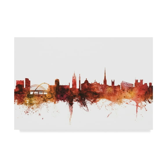 Trademark Fine Art 'Newcastle England Skyline Red' Canvas Art by Michael Tompsett
