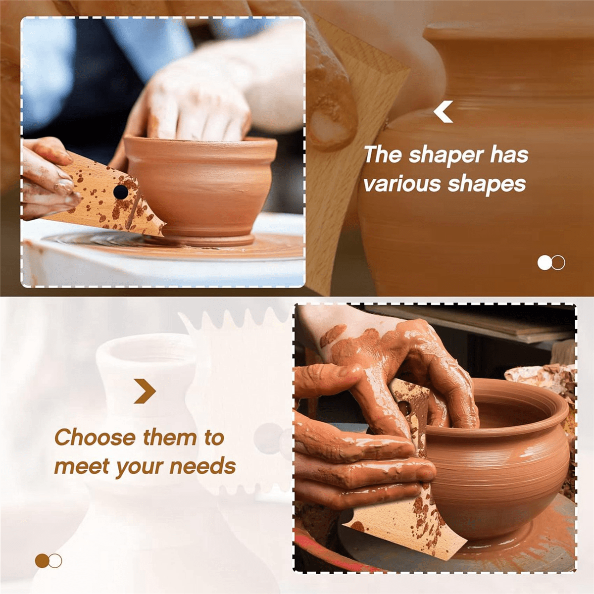 14 Pieces Pottery Trimming Tools Pottery Clay Foot Shaper Tools Texture Wooden Profile Rib Bundle Foot Shaper