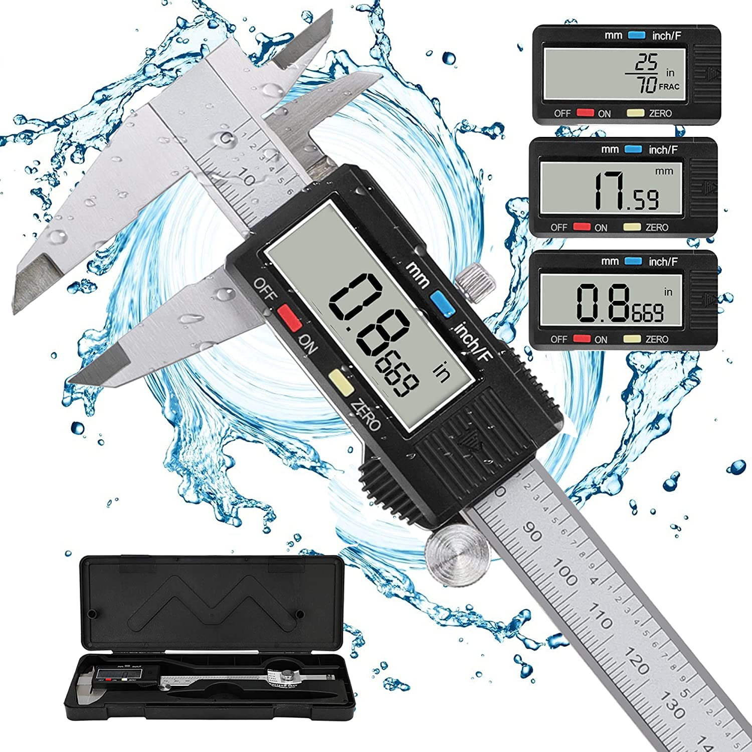 Thumb-Roll Accurate Setting and 150mm 0-6 Inch/Metric Conversion,IP54,Auto Off Mode DC02 Caliper Tacklife Digital Vernier Caliper Stainless Steel with Higher Accuracy