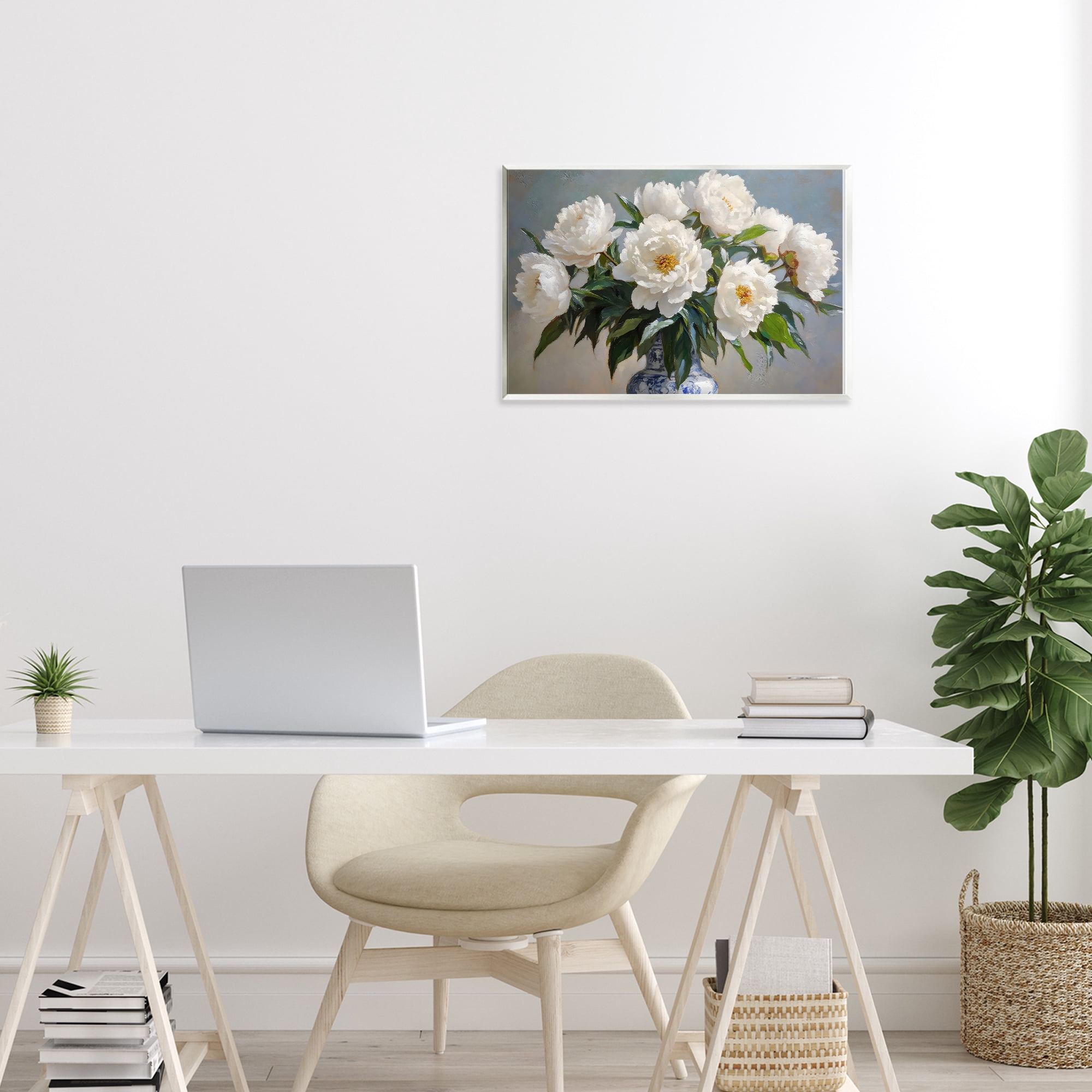 Stupell Industries In Full Bloom White Peonies Wall Plaque Art, design by Petal Prints Design