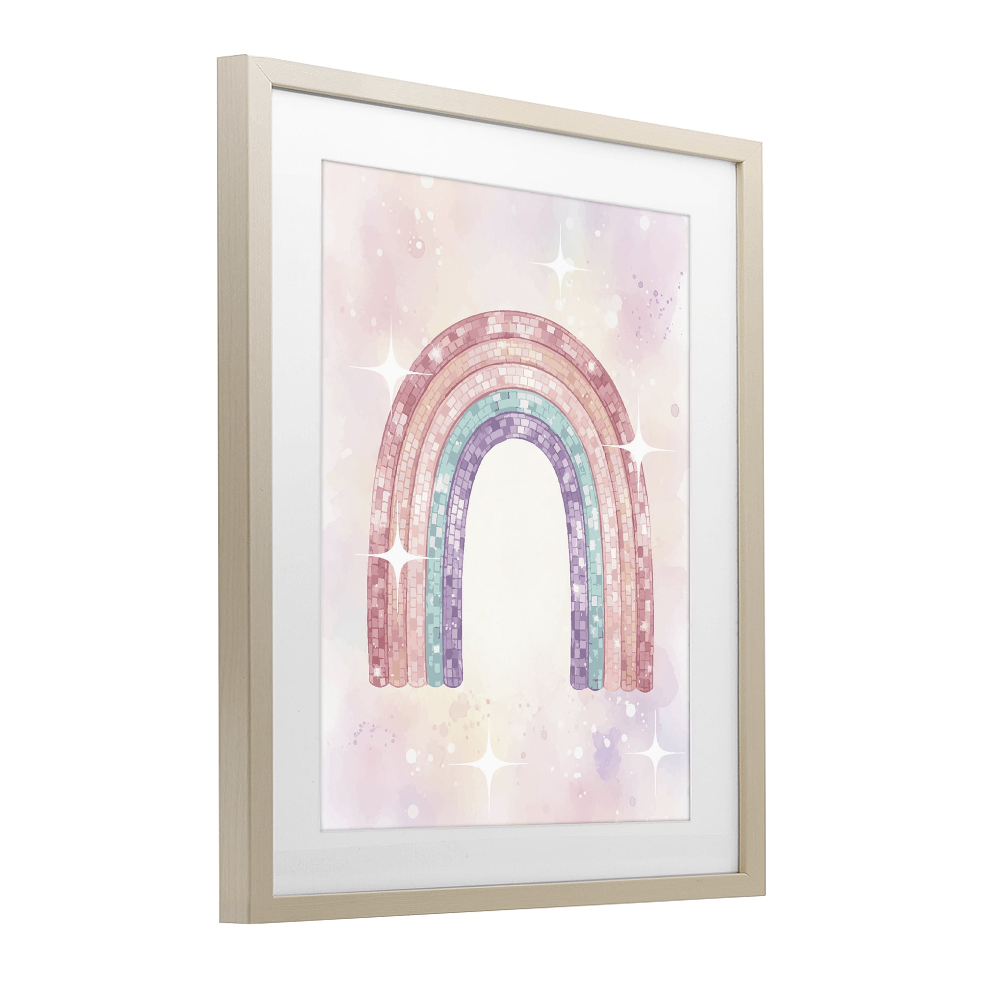 Stupell Industries Pastel Disco Rainbow Sparkles Birch Framed Print Under Glass, design by Lil' Rue