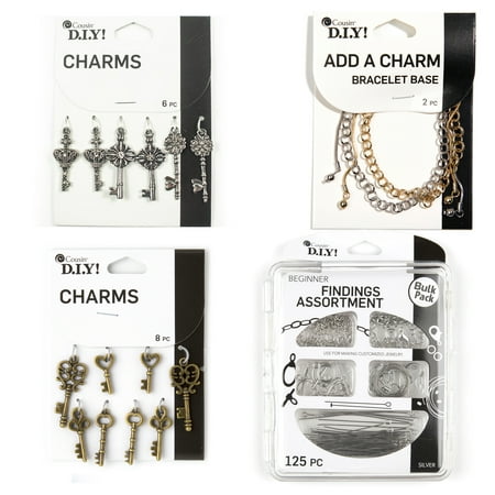 CousinDIY Key Themed Charm Bracelet Kit, Silver and Gold