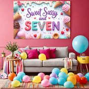 Yatrandify Ice Cream Theme Sweet Birthday Banner Candy Cone Decorative Backdrop for Kids Party Celebration Decoration Event
