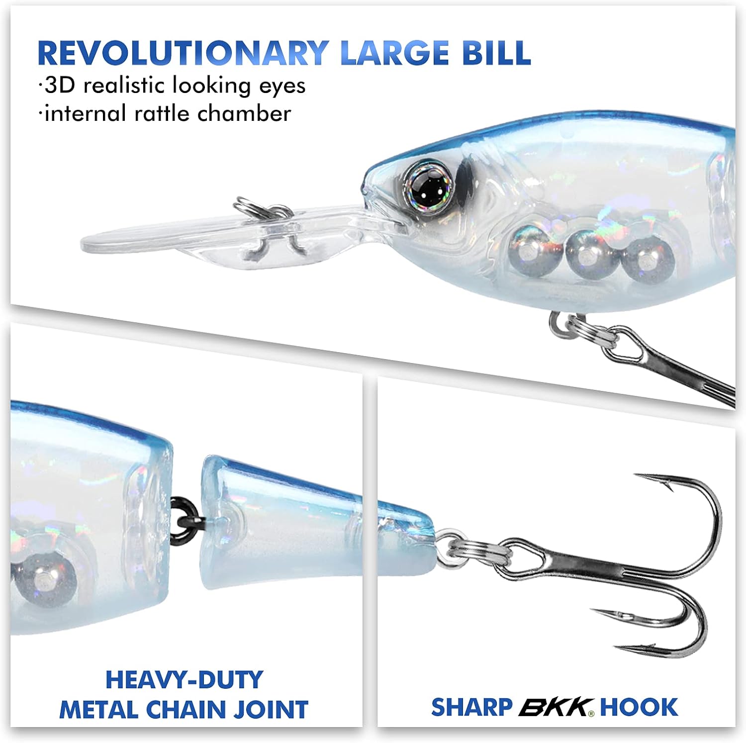 TRUSCEND Easy Catch SwimMax with BKK Hooks, Magic Noisy Wiggling and Vibrating Actions for More Bites, Lifelike Fishing Lures for Bass Trout Walleye Crappie, Strongest Dyneema Fiber Jointed Swimbait