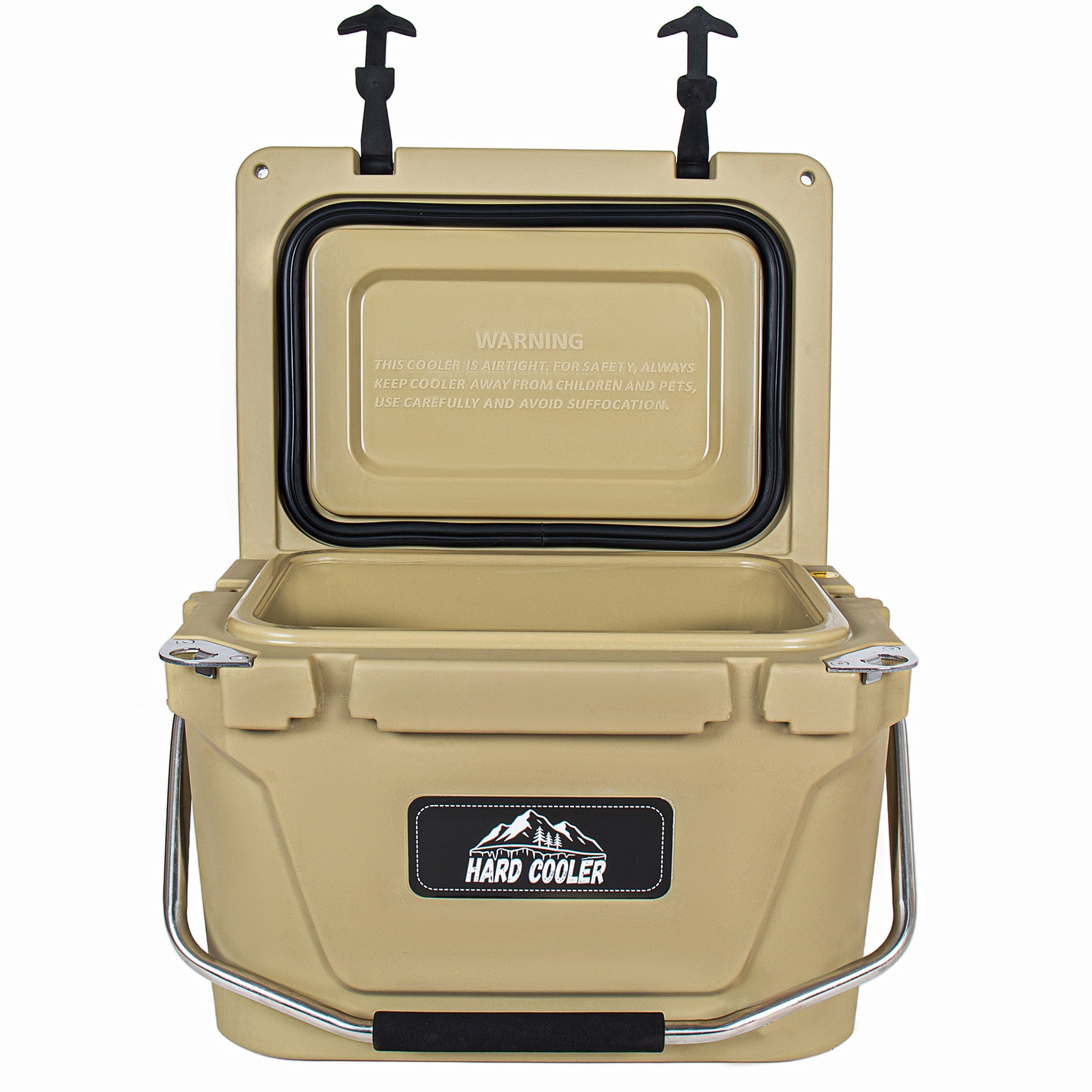 JXXRZ 20QT Hard Cooler Ice Chest, 5-Day Ice Retention, Heavy Duty Insulated Cooler for Camping, Work, Beach, Khaki