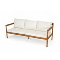 thumbnail image 3 of Christopher Knight Home Outdoor Patio 3-Seater Sofa with Rope Back and Cushions, Acacia Wood Frame, Cream+Teak, 3 of 12