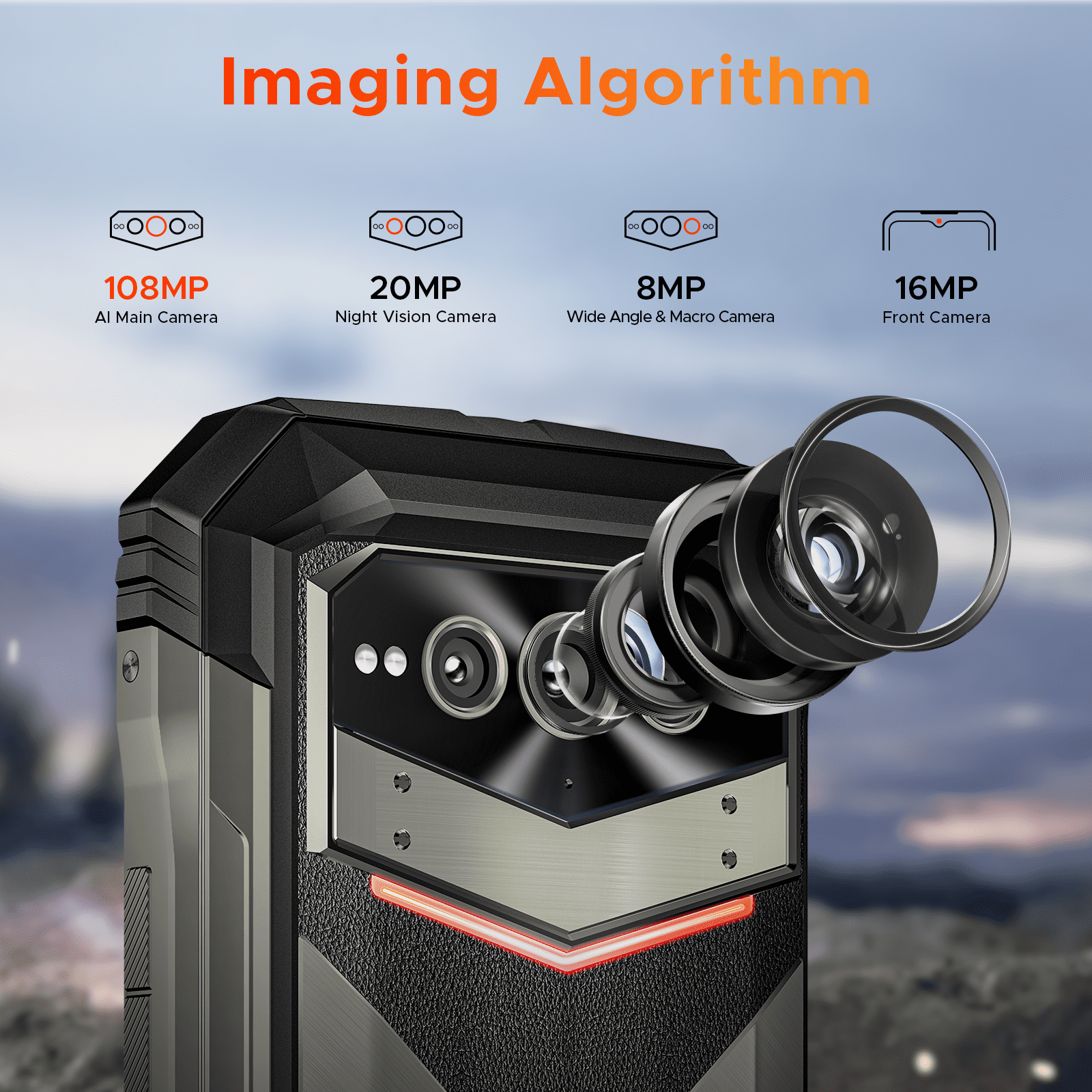 DOOGEE V Max Pro 5G Rugged Smartphone, 22000mAh 32GB+512GB/TF 2TB Rugged Phone Unlocked Android 14, 108MP+20MP Rugged Cell Phone, 6.58" FHD+120Hz, IP68/IP69K Waterproof Phone, NFC/Face ID/WIFi 6
