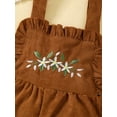 thumbnail image 6 of Kucnuzki 18 Months Baby Girl Winter Outfits Pants Sets 24 Months Long Sleeve Pure White Pull-Over Suspender Embroidered Overalls Pants 2PCS Set Brown, 6 of 7