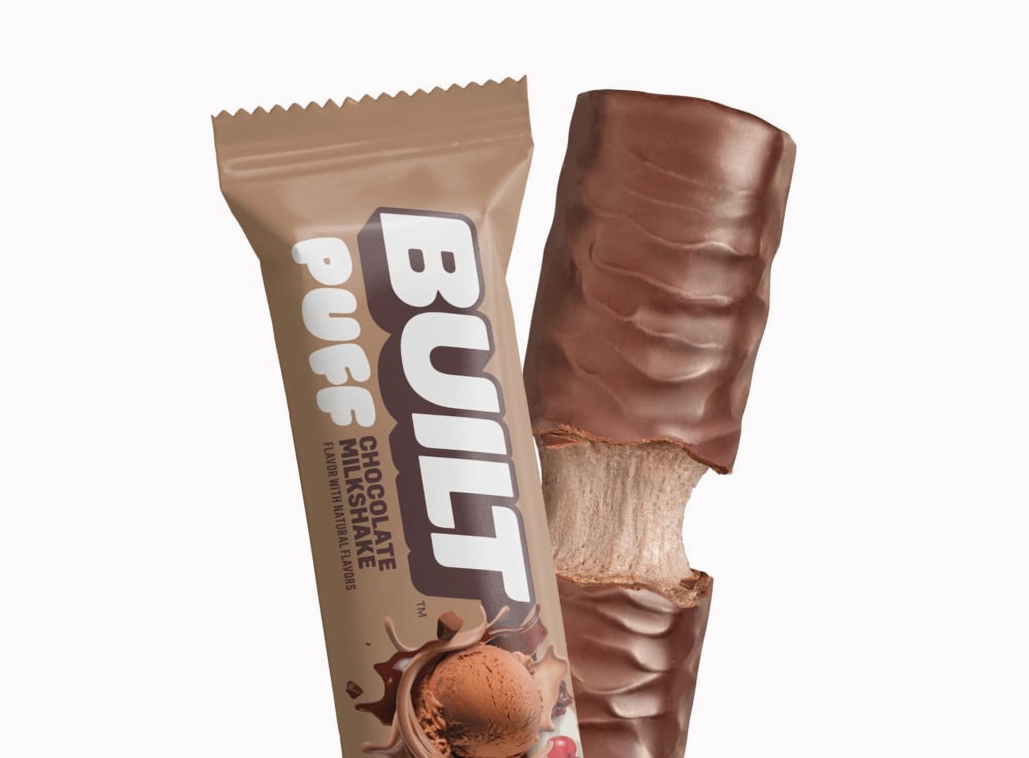 BUILT Bar Puff Protein Snack Bars, 17g Protein, Chocolate Milkshake, Gluten Free - 12 Pack