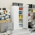 thumbnail image 2 of 72” Metal Garage Storage Cabinet, Lockable File Cabinets with 2 Doors and 4 Adjustable Shelves, Steel Tool Cabinets with Lock for Office, Home, Gym (White), 2 of 7