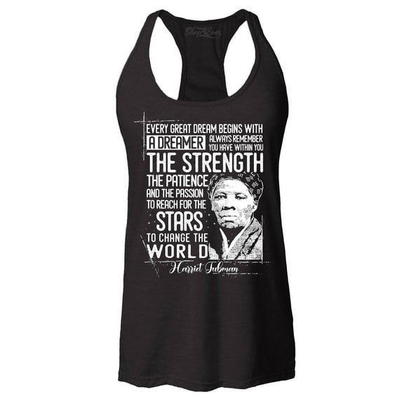 Shop4Ever Women's Dreamer Change The World Quote Harriet Tubman Racerback Tank Top XX-Large Black