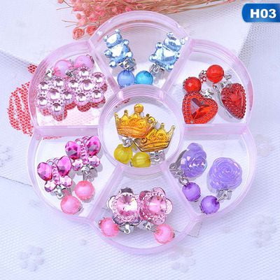 Kaboer Kaboer Children Shiny Clip On Earrings And Adjustable For Kids Little Girl Jewelry Rings In Box Girl Pretend Play Earrings H03 Walmart Com Walmart Com