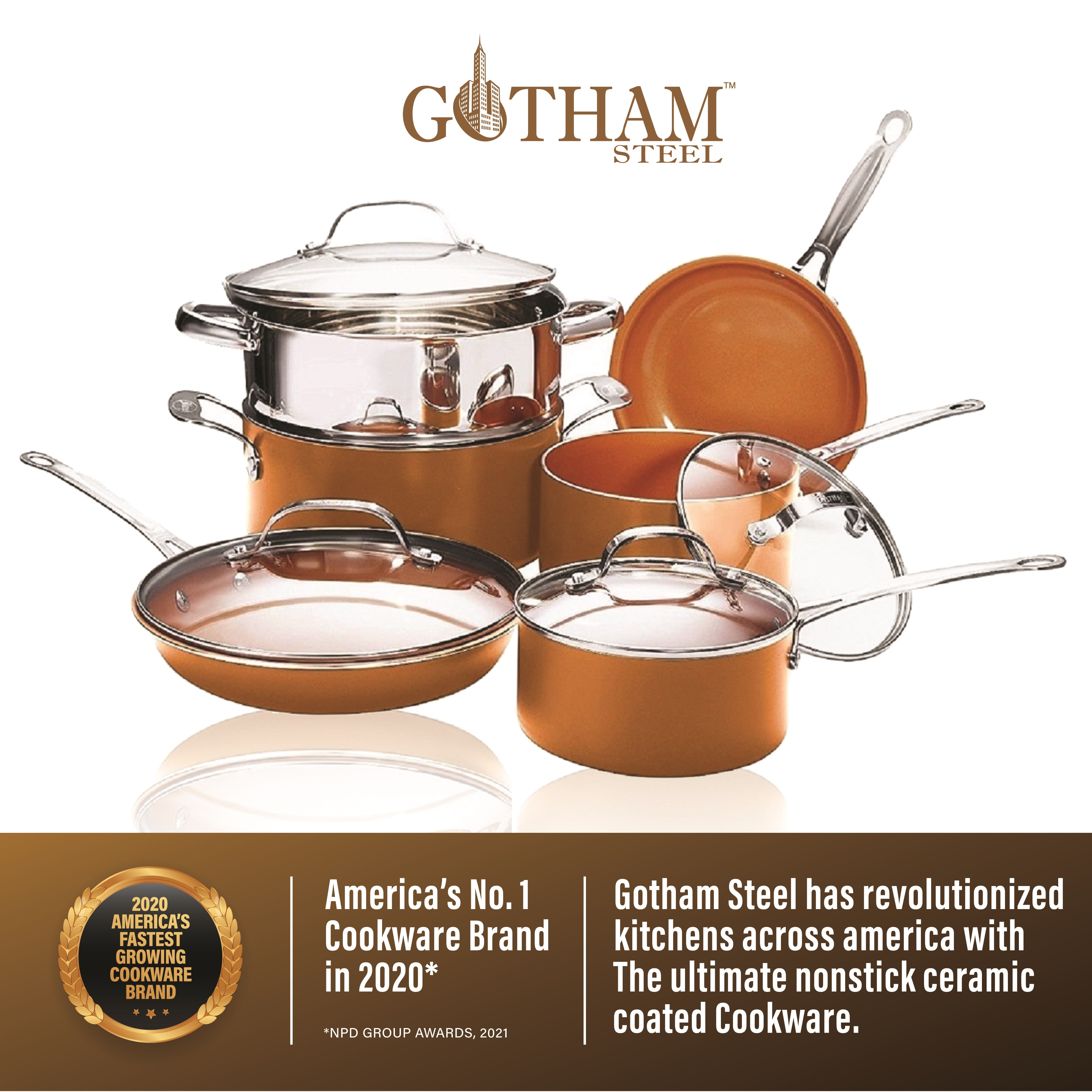 Gotham Steel Hammered 15 Pc Pots and Pans Set Nonstick, Ceramic Cookware +  Bakeware Set, Pans for Cooking Non Toxic, Induction Cookware Set for