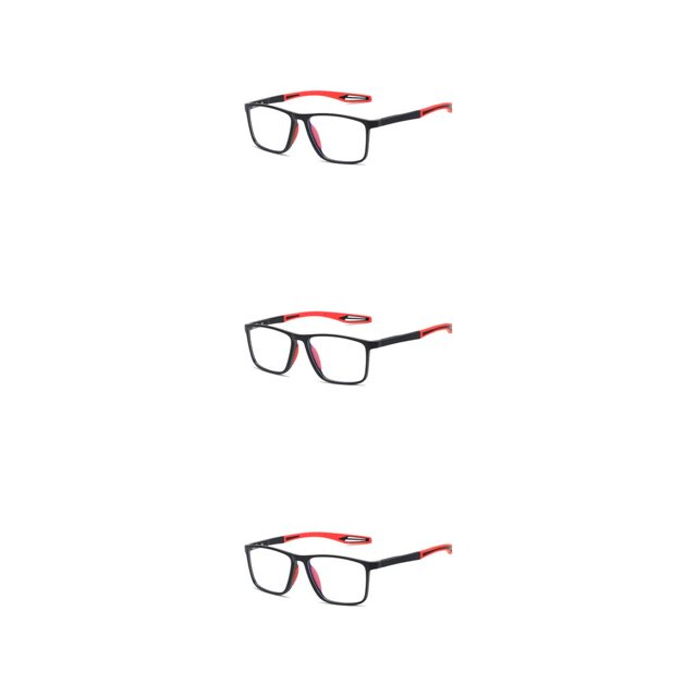 Jumpingount Gafas deportivas Anti Blue Light Marco rectangular Sin prescripción Gafas antideslizantes Gafas para negro / rojo Type1 NO1