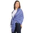 thumbnail image 3 of Sakkas 78" X 28" Rayon from Bamboo Soft Solid Pashmina Feel Shawl / Wrap / Stole - Steel Blue - One Size, 3 of 5