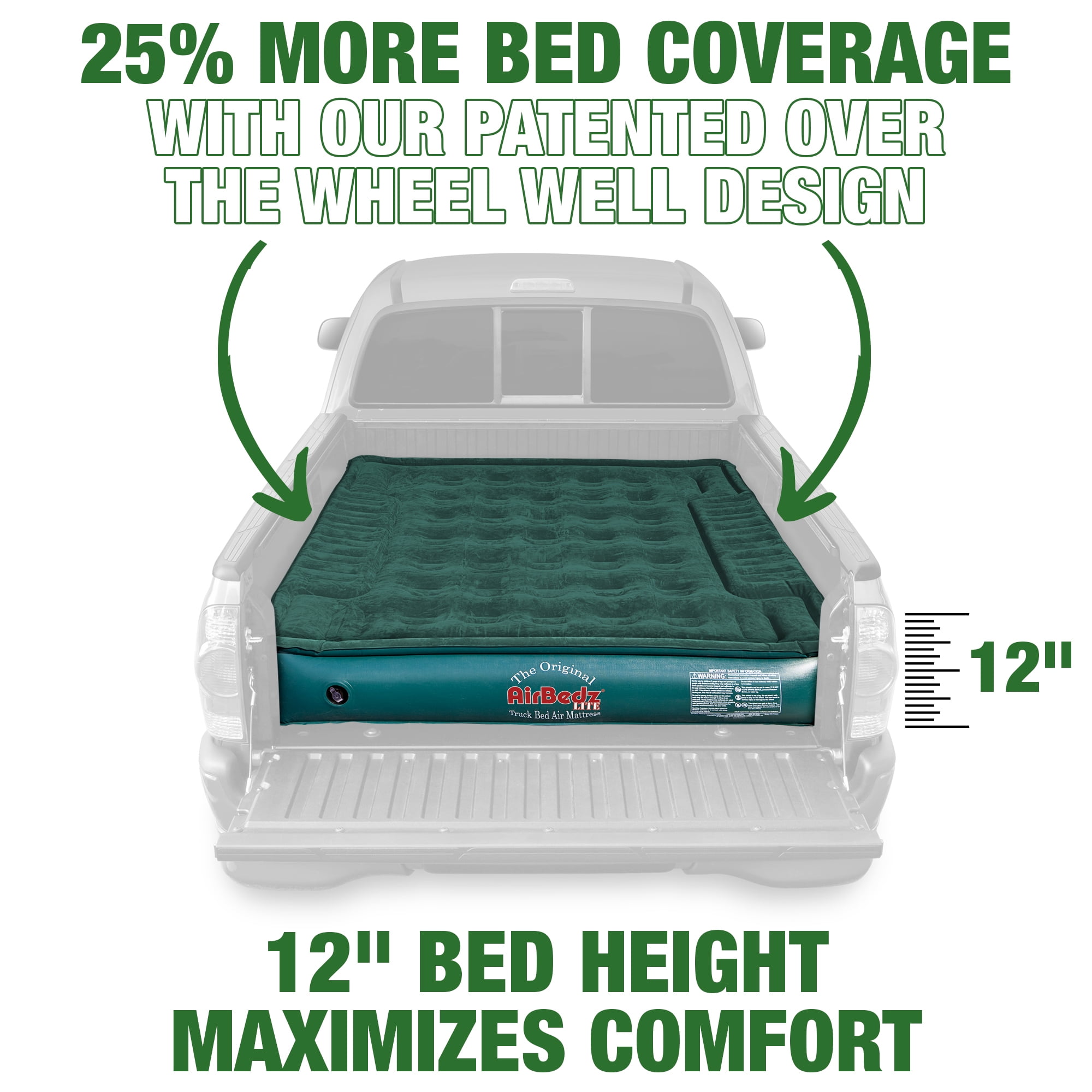 AirBedz Lite by Pittman Outdoors Mid Size 6.0'-6.5' Truck Bed with Portable DC Air Pump